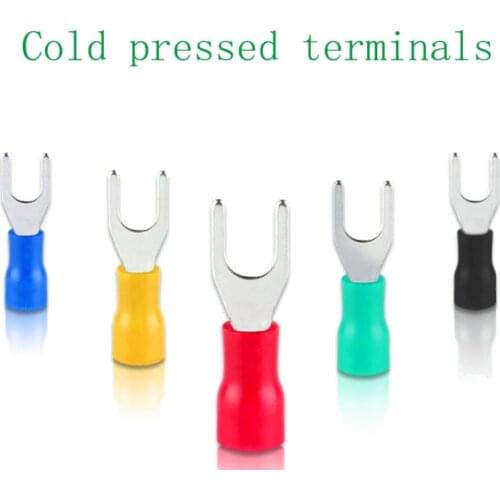 Each package of 500 insulated cold pressed terminals sv1.25/2/3.5/5.5-3/4/5/6/8/10 fork terminals