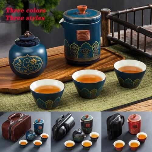 Ceramic Portable Luxury Tea Set Outdoor Travel Tea Cups of Tea Ceremony Teacup Drinkware Fine Gift