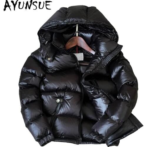 AYUNSUE 90% White Duck Down Jacket Winter Coat Women Thick Short Bright Hooded Korean Overcoat Womens Jackets Warm Parka KJ726