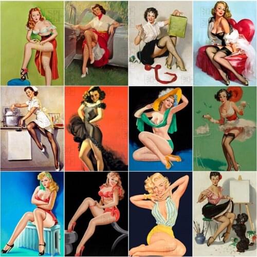 Diy Diamond Painting Kit Sexy Woman American Pin Up Girl Wall Decor Embroidery Cross Stitch New Portrait Mosaic 5D Diamond Art