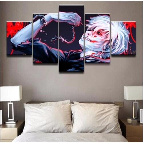 Wall Art Modular Picture 5 Panel Modern Canvas Printed Anime Ken Kaneki Tokyo Ghoul Posters Home Decor For Living Room Painting
