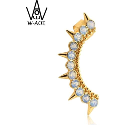 2019 New Fashion Gold Color Auricle Ear Cuff Earrings For Women Girl Punk Rivet Crystal Rhinestone Clip Earring Jewelry Gift