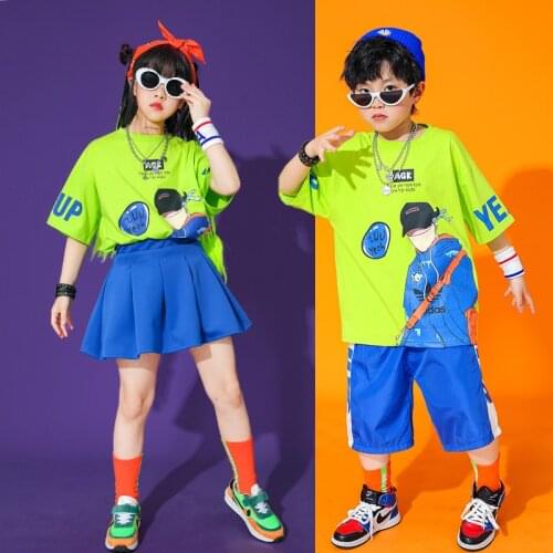 Boys Hip Hop Street Dance Costumes Girls Jazz Dancing School Performance Clothes Cheerleaders Outfits Kids Practice Wear