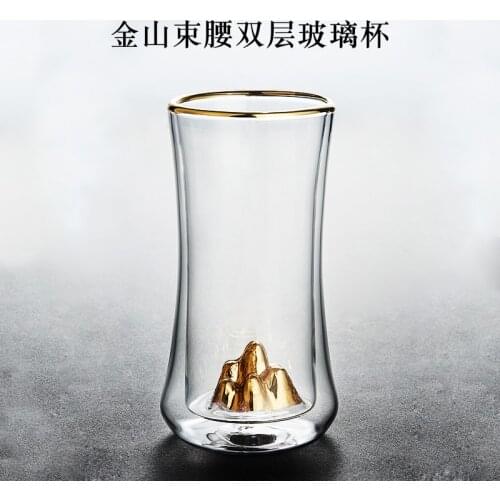 Transparent Double Bottom Glass Coffee Cup Fashion Temperature Juice Wine Glass Champagne Kupa Bardak Drinking Glasses BD50BL