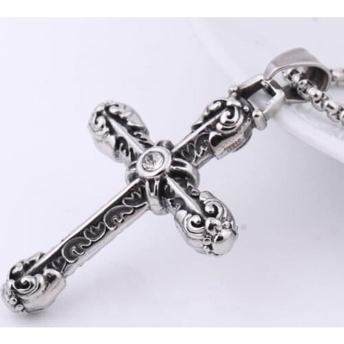 Promotions Hot sale cyrstal Cross pendant necklace Stainless Steel Silver Color jewelry fashion cute wedding party