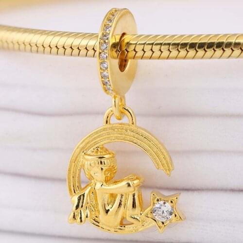 Original Shine Angel And Shooting Star With Crystal Beads Fit 925 Sterling Silver Bead Charm Bracelet Bangle Diy Jewelry