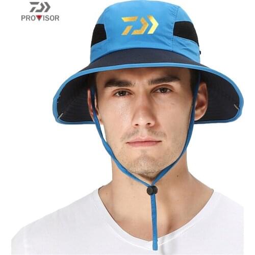DAIWA Fishing Sun Hat Outdoor Hiking Sunscreen Windproof Sun Hat Fishing Cap 2020 Mens Summer Foldable Breathable Mesh Sun Hat