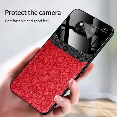 Skeypaik Luxury Protection Shockproof Silicone Soft Glass PU Leather Phone Case For Xiaomi POCO X3 NFC Back Cover Fundas Coque