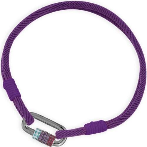 SOELLE Fashion Pure 925 Sterling Silver Purple Friendship Bracelet with Black Grey Color Chain Link for Women Men Brand Jewelry