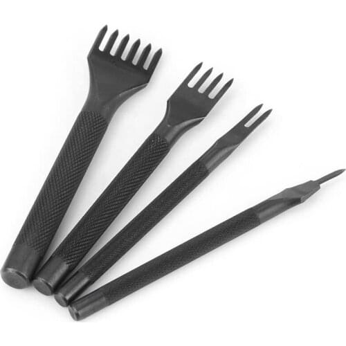 TOP DIY Diamond Lacing Stitching Chisel Set Leather Craft Kits, Leather Craft Tooth Punching Tool 4mm 1/2/4/6 Prong