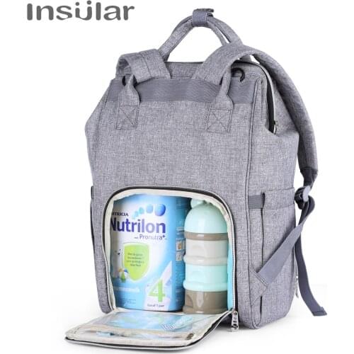 Insular Nappy Backpack Bag Mummy Large Capacity Stroller Bag Mom Baby Multi-function Waterproof Outdoor Travel Diaper Bags