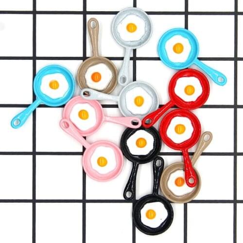 10pcs Enamel Alloy Pan With Eggs Charms For Bracelet Anklet Necklace Omelette in Mini Saucepan Pendant DIY Jewelry finding XL885