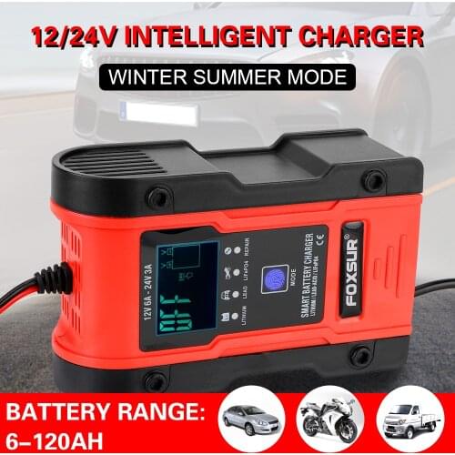 12V-24V 6A Intelligent For Car Motorcycle Lead Acid Battery Agm Gel Car Battery Charger Pulse Charge Maintainer & Desulfator