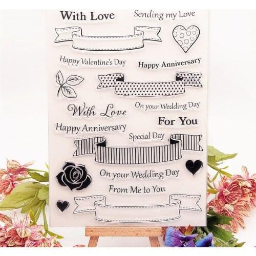 15x21cm Love Ribbon Clear Stamps Transparent Seal Silicone Seal TPR Christmas Wedding Roller Stamps DIY Scrapbook Album Card