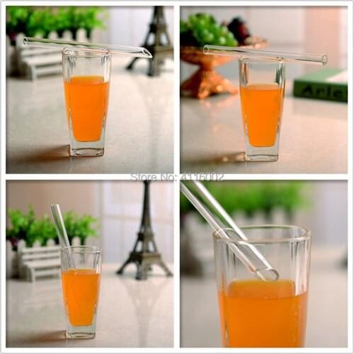 200pcs 6mm 8mm Clear Glass Straw Reusable Wedding Birthday Party Drinking Straws Thick Straws for Milkshakes Frozen Drinks