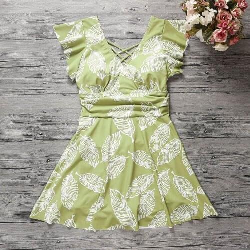 2021 Women Printed One Piece Swimwear Sexy Halter Bathing Suit Swim Beach Dress Summer Sexy Swimsuit Ladies Swimming Beach Wear