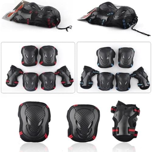 6 Pads Skateboard Scooter Sports Protector Guard Knee Pad Wrist Pad Elbow Pad for Skating Breathable Polyester Magic Belt Band