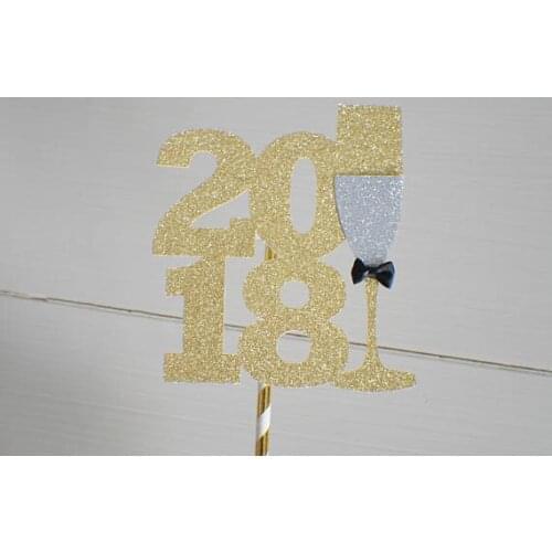 6pcs New year Cake topper, 2018 cake topper, new years party, new years cake