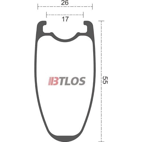 700C carbon road bike rims 55mm deep clincher 26mm wide U shape tubeless compatible - RC-55