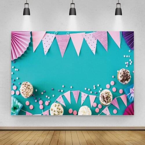 Party Banner Decoration Food Baby Shower Photography Backgrounds Blue Plank Board Newborn Pets Portrait Photo Backgrounds Vinyl