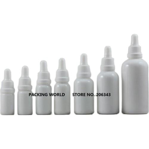 50ml white glass bottle essential oil bottle with white collar cap white silicon dropper/glass dropper for cosmetic packaging