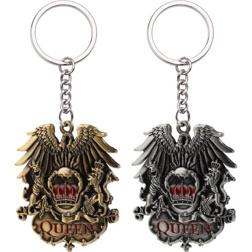 Fashion Punk Antique Key Ring Men British Rock Band Queen Keychain Holder Car Bag Chaveiro Key Chain Pendant Jewelry