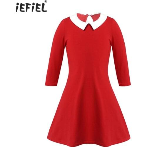 Girls Children Dress Girl Baby Clothing Spring Autumn Cotton Kids A-line Drape Loose Dresses For Girls Red Birthday Party Dress
