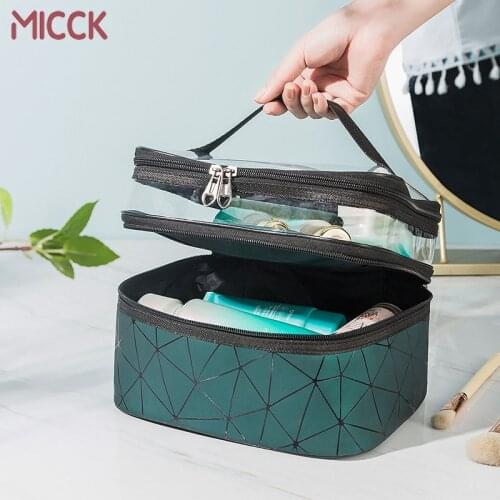 MICCK Double-Layer Storage Bag Transparent Large-Capacity Rhombic Cosmetic Bag Travel Convenient Skin Care Storage Accessories