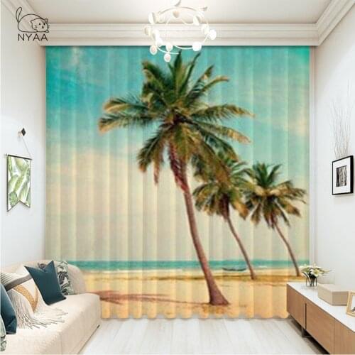 Exotic Paradise Child Curtain Boy Europe Palm Beach Curtains On The Door Blackout Kitchen Curtains For Window Micro Shading