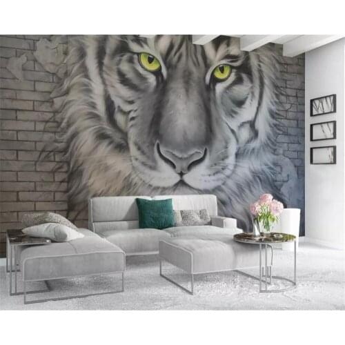 Beibehang Photo custom wallpaper mural 3D relief embossed tiger brick wall living room background wall painting wallpaper
