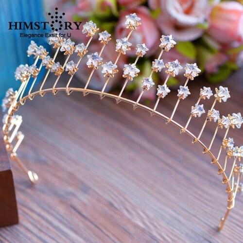 Himstory Luxury Shining Wedding Bridal Diadem Crowns Elegance Star Hair Accessories Tiaras for Women Girl Wedding Party