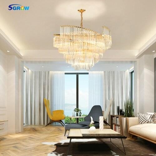 SGROW Three-color dimming Crystal Glass Chandelier Living room Nordic Simple Luxury Personality Creative bedroom restaurant lamp