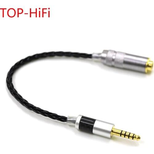 TOP-HiFi Black 4.4mm Balanced Male to Female Audio Adapter Cable 7N Silver Plated 4.4 Connector Upgrade Lline Cable