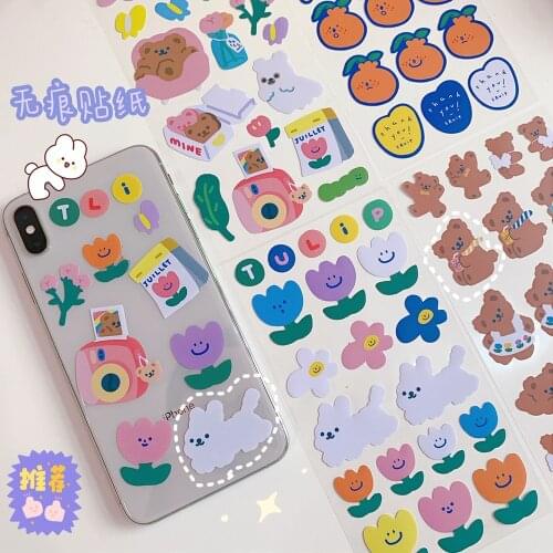 Korean Cartoon Cute Bear Hand Account Sticker Creative Mobile Phone Decoration Material Transparent Waterproof Sticker