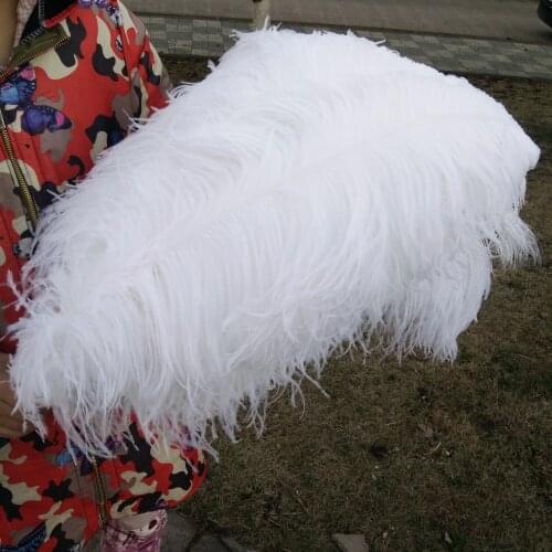 Beautiful 50 pcs "Thick Stem" Male Ostrich Feathers White 30-32inches/75-80cm Wedding Birthday Christmas Decoration