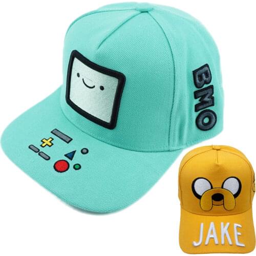 Cute Cartoon BMO Jake Baseball Trucker Caps Hat for Adult Men Women Boys Cosplay Adjustable Embroidery Yellow Hip Hop Hats Gift