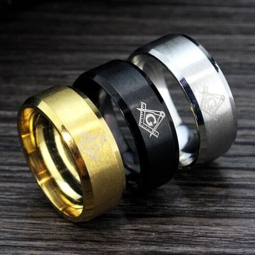 MMS 3Colors Never Fade 316l Stainless Steel Freemasonry Masonic Ring Mason Tungsten Carbide Wedding Ring