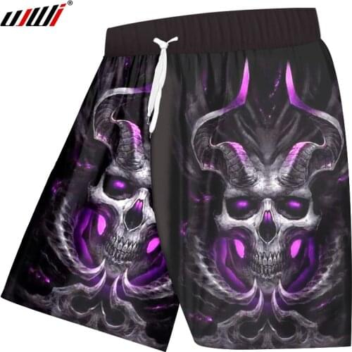 UJWI Casual Shorts Men 3d Cool Print Horn Skull Boardshorts Mens Quick Dry Gyms Trousers Personalized Short Pants Dropship