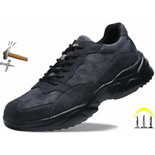 Men Safety Shoes Steel Toe Outdoor Anti Smashing Anti Piercing Work Shoes Male Non Slip Work Boots Indestructible Sneakers