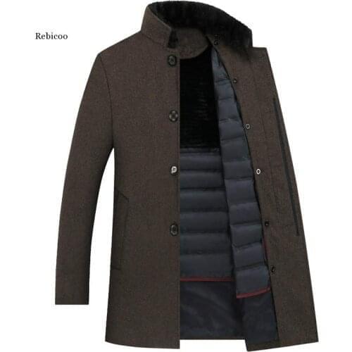 Wool Trench Coat Men,mens White Duck Down Wool Jackets ,thicked Wool Coat Men,plus-Size M-Xxxl