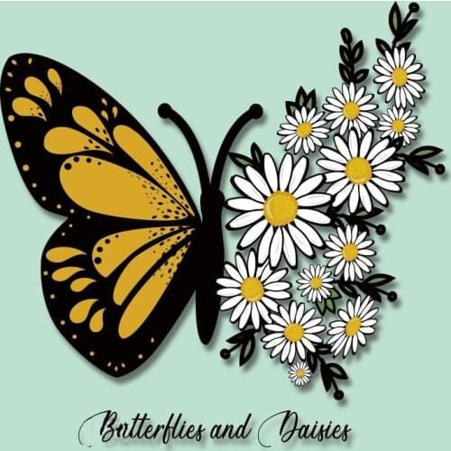 Daisies Butterfly Wings Patches for Clothing Iron on Flower Stickers DIY Patch for Kids Heat Transfers Bag Clothes Applique