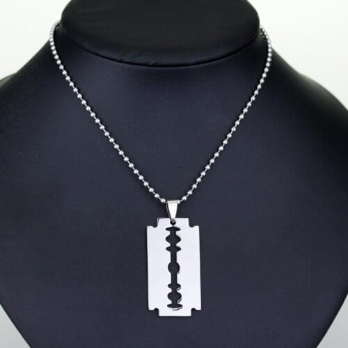 Collier rasoir Male Steel Razor Blade Pendant Necklaces Barber Salon Jewelry Shaver Shape Necklace for men women dropshipping
