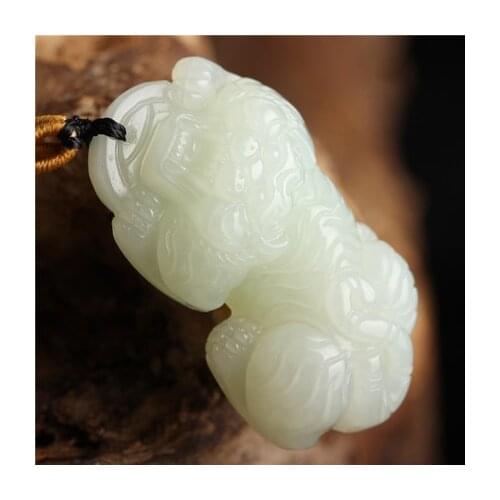 Natural hetian white jade handcarved tiger pendant simple retro pendant temperament jewellery fashion for woman men