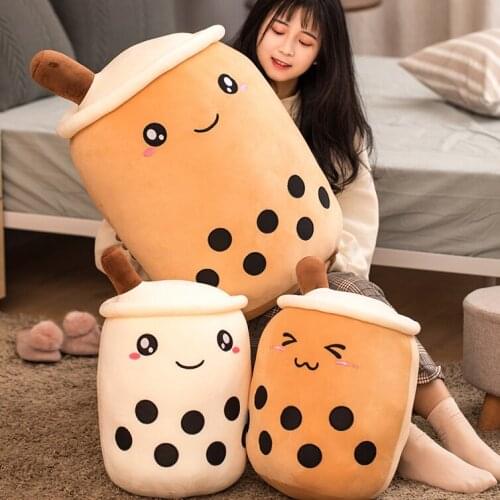 Lifelike Plush Bubble Tea Cup Pillow Stuffed Milk Tea Cup Cushion Cute Plush Toys Realistic Food Pillow for Girl Kids Gift