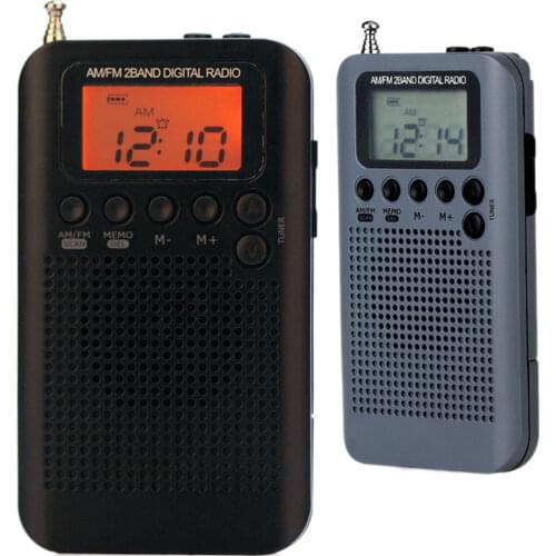 Portable AM FM digital radio Pocket Mini Digital Tuning Radio Receiver LCD Display Screen Radio Stations 3.5mm