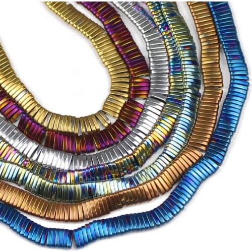 YHBZRET Double Hole rectangle Gold Black Hematite Natural Stone 5x1mm Spacer Loose Beads For Jewelry Making Beads DIY Bracelet