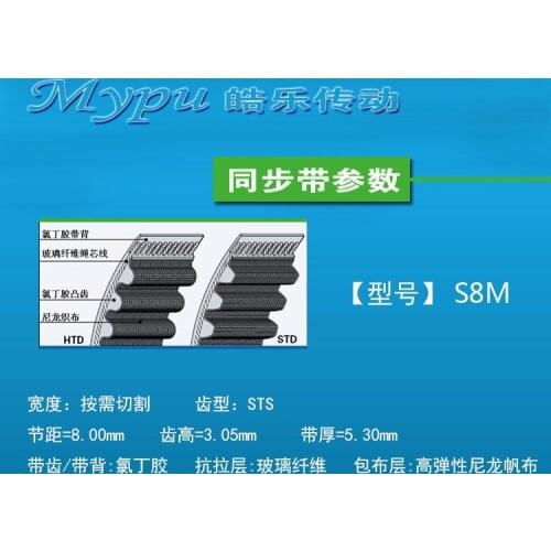 Rubber timing belt S8M-1072/1080/1088/1096/1104/1120/1128/1136/1152/1160/1168/1224/1248/1256/1280/1296/1304/1312