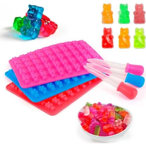20 /50 Cavity Silicone Gummy Snake Worms Bear Chocolate Mold Sugar Candy Jelly Molds Ice Tube Tray Mold Baking Cake Tools