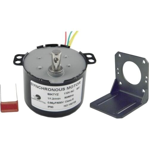 Permanent Magnet Synchronous Motor 50KTYZ 110V 1-1.2RPM Incubator Motor Turn The Eggs Motor With Bracket Fixed Seat