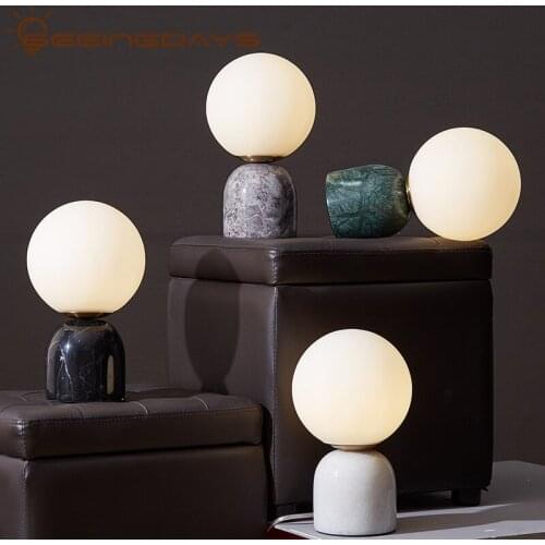Nordic Marble Round Ball Table Lamp Simple Post-Modern for Living Room Desk Lamp Bedroom Bedside Lamp